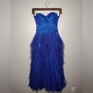 Vintage Roberta Tulle Fairy Strapless Dress Blue Whimsical Whimsigoth Gown
